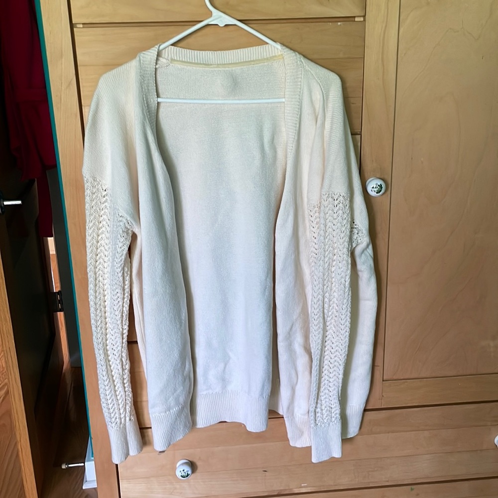 SUNDANCE Sweater Cardigan Knit Button Front Classic Casual Sweater Cream Small